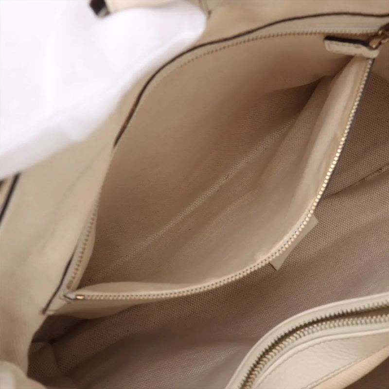 Gucci Bamboo GG Canvas 282317 Leather Handbag Tote Genuine Leather Beige Ladies