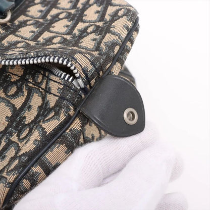 Christian Dior Trotter Mini Boston Leather Canvas Handbag Tote Genuine Leather