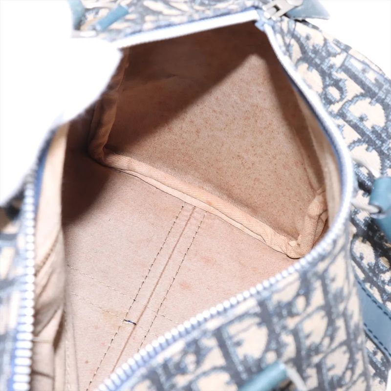 Christian Dior Trotter Mini Boston Leather Canvas Handbag Tote Genuine Leather