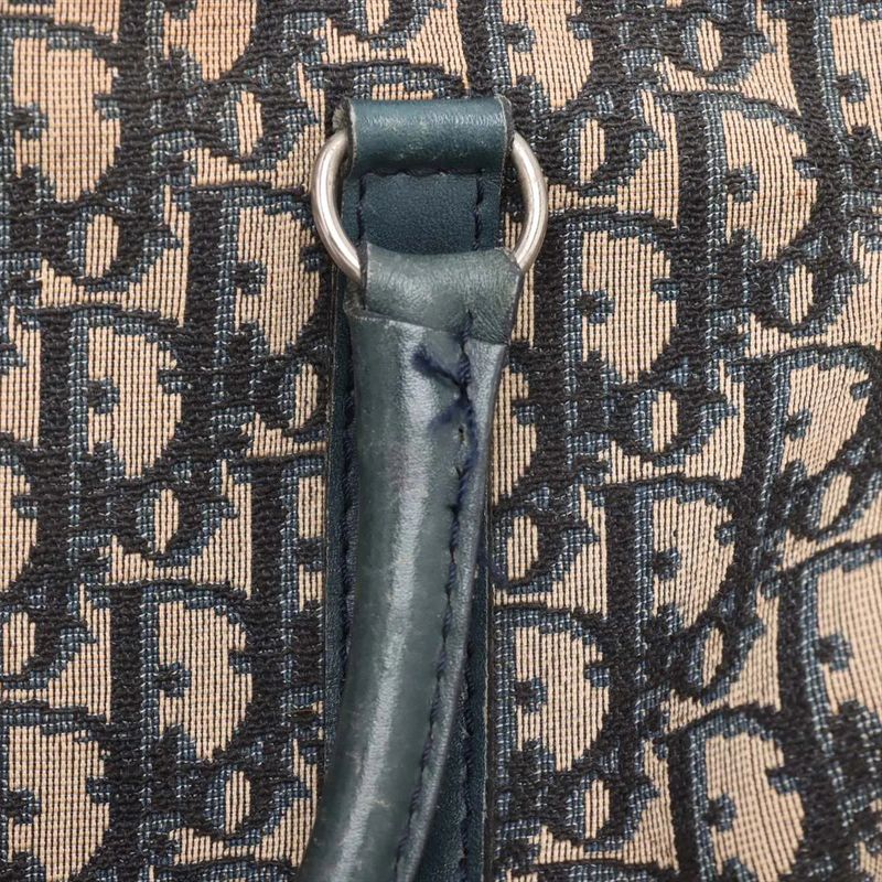 Christian Dior Trotter Mini Boston Leather Canvas Handbag Tote Genuine Leather