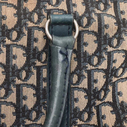 Christian Dior Trotter Mini Boston Leather Canvas Handbag Tote Genuine Leather