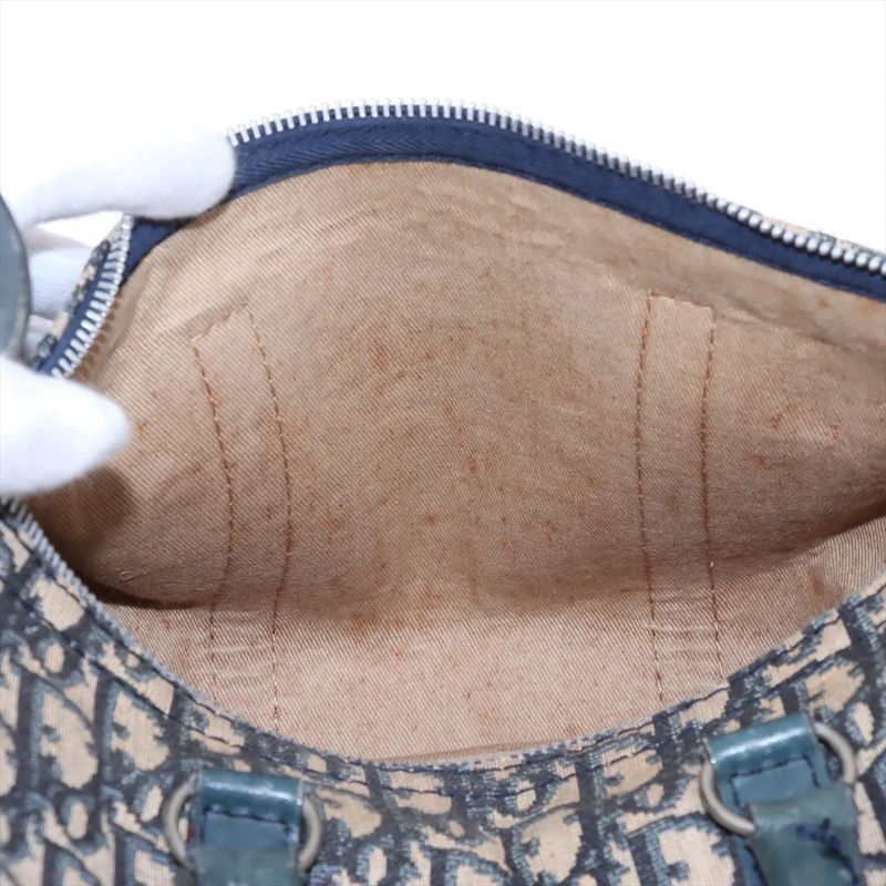 Christian Dior Trotter Mini Boston Leather Canvas Handbag Tote Genuine Leather