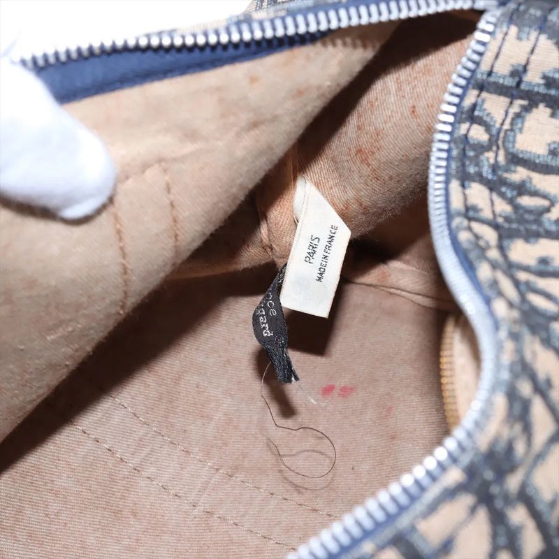 Christian Dior Trotter Mini Boston Leather Canvas Handbag Tote Genuine Leather