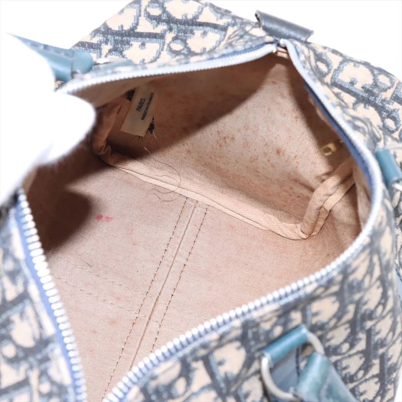 Christian Dior Trotter Mini Boston Leather Canvas Handbag Tote Genuine Leather