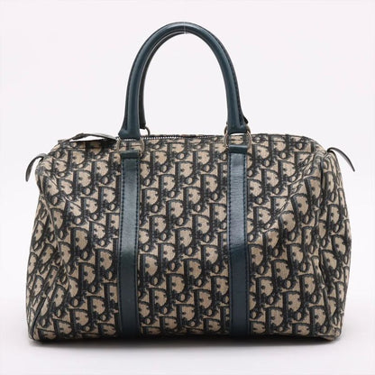 Christian Dior Trotter Mini Boston Leather Canvas Handbag Tote Genuine Leather