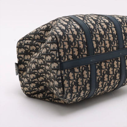 Christian Dior Trotter Mini Boston Leather Canvas Handbag Tote Genuine Leather