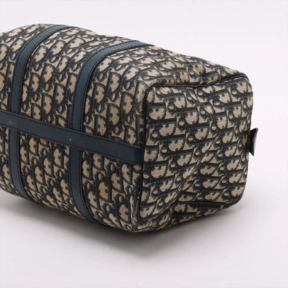 Christian Dior Trotter Mini Boston Leather Canvas Handbag Tote Genuine Leather