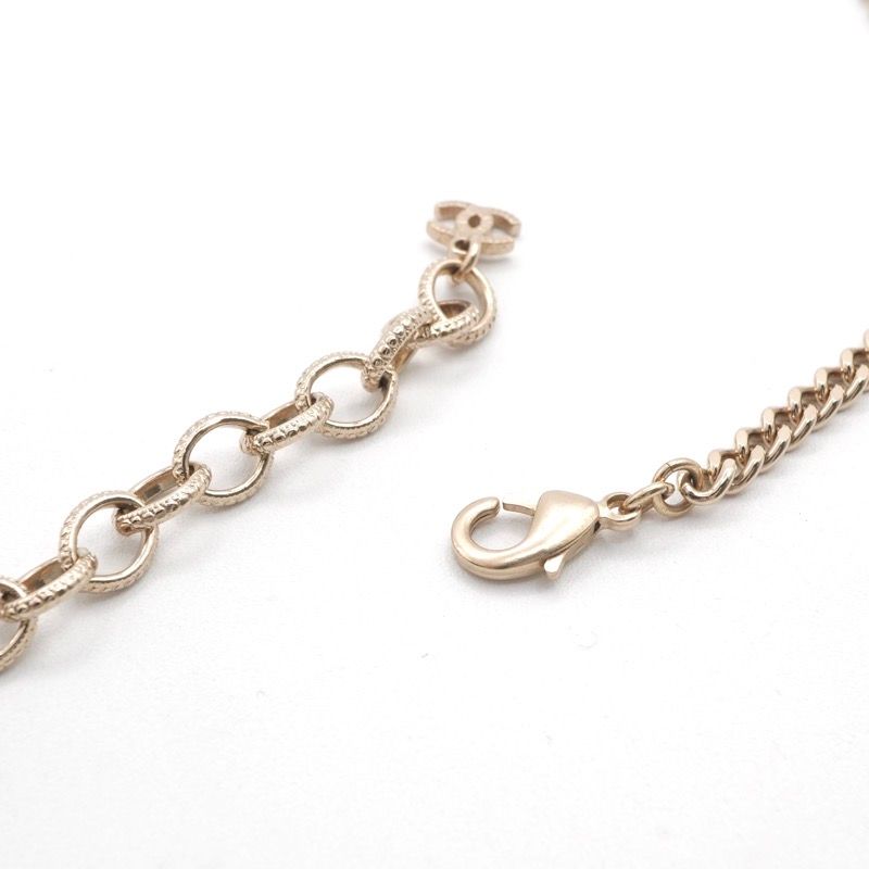 Chanel Necklace Pendant Choker Gold Coco Mark Lip Charm Rhinestone