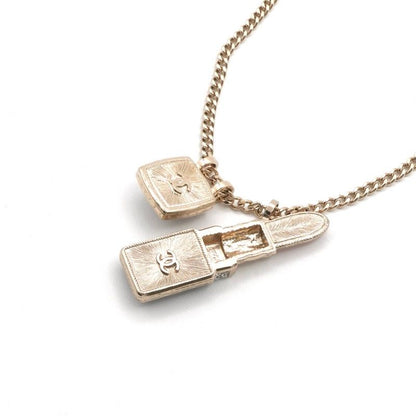 Chanel Necklace Pendant Choker Gold Coco Mark Lip Charm Rhinestone