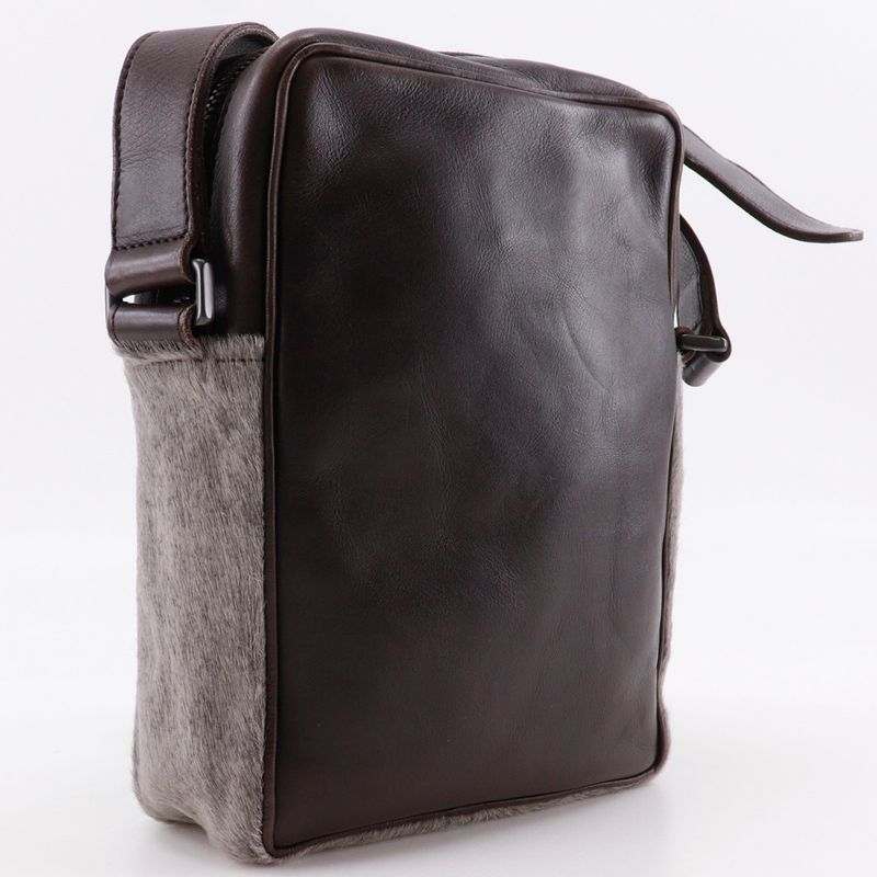 Bottega Veneta Bottega Veneta Haraco X Calf Gray Brown Unisex Shoulder Bag