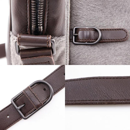 Bottega Veneta Bottega Veneta Haraco X Calf Gray Brown Unisex Shoulder Bag
