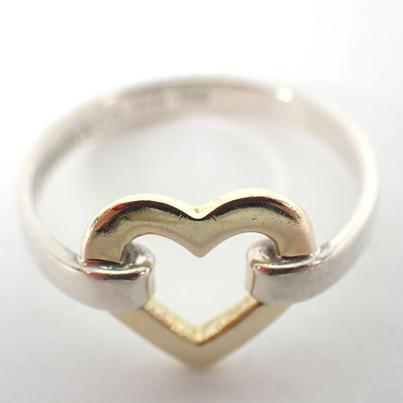 Tiffany & Co 925 750 Open Heart Ring No 9 J116-7