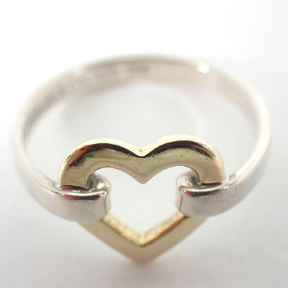 Tiffany & Co 925 750 Open Heart Ring No 9 J116-7
