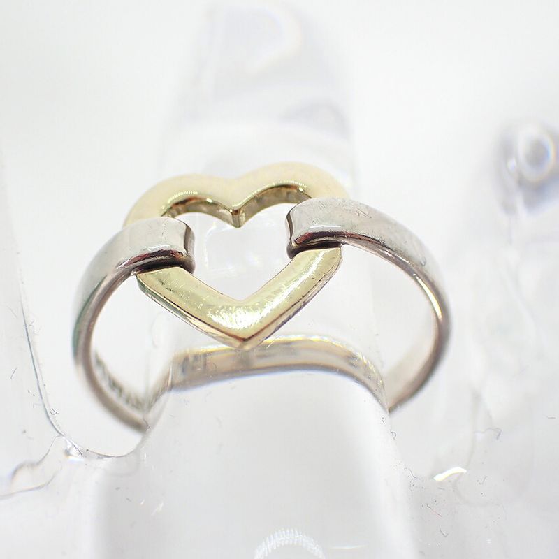 Tiffany & Co 925 750 Open Heart Ring No 9 J116-7