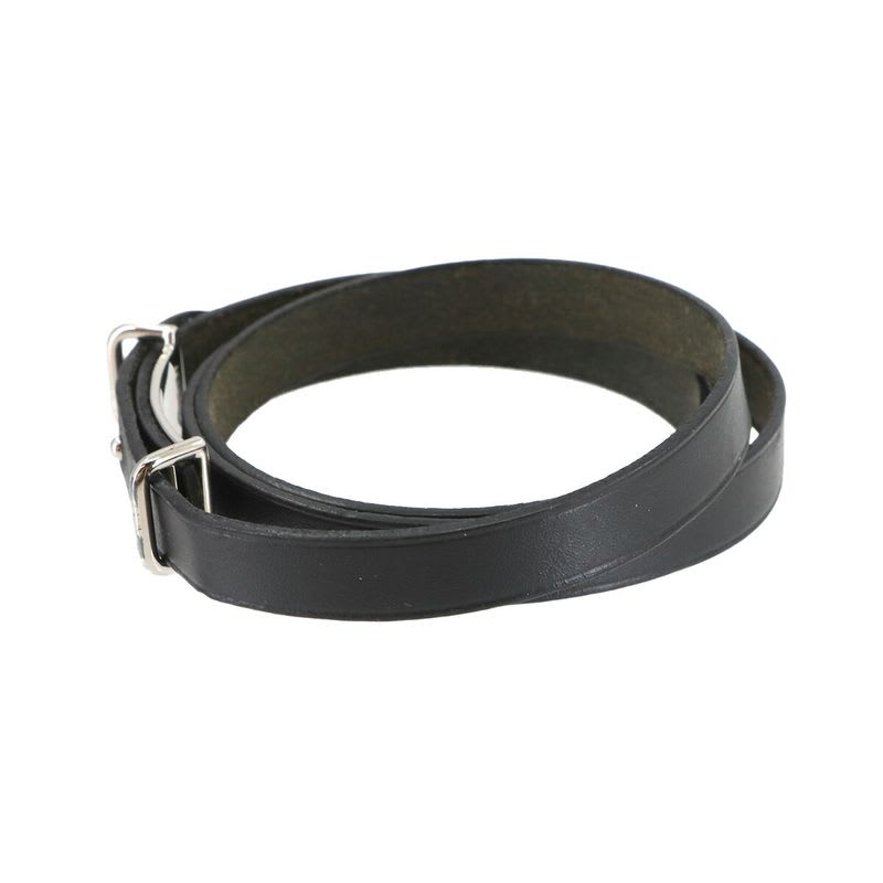Hermes Hapi Double Tour Bracelet Leather Black Silver Hardware Accessories