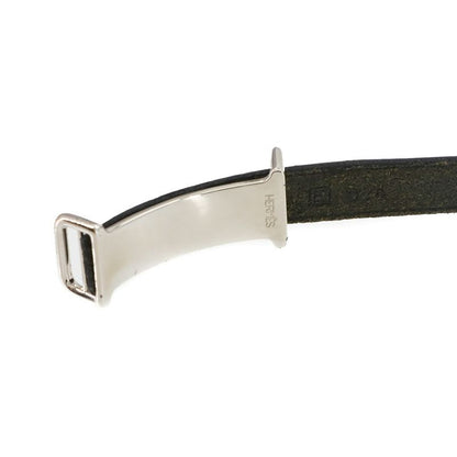 Hermes Hapi Double Tour Bracelet Leather Black Silver Hardware Accessories