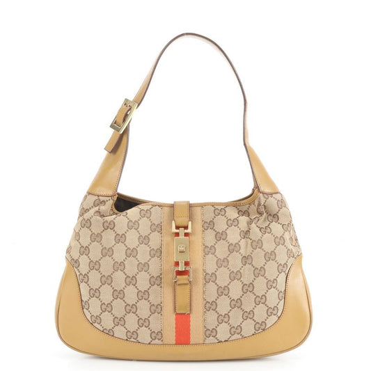 Gucci Control Card Included GG Canvas Jackie Leather Shoulder Bag 001-3306