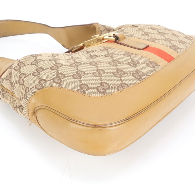 Gucci Control Card Included GG Canvas Jackie Leather Shoulder Bag 001-3306
