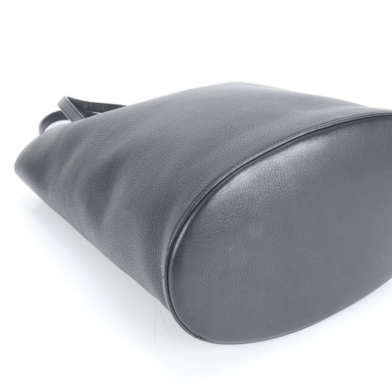 Tiffany & Co Leather Tote Bag With Pouch Shoulder Black A4 Women's Rue Db2-9