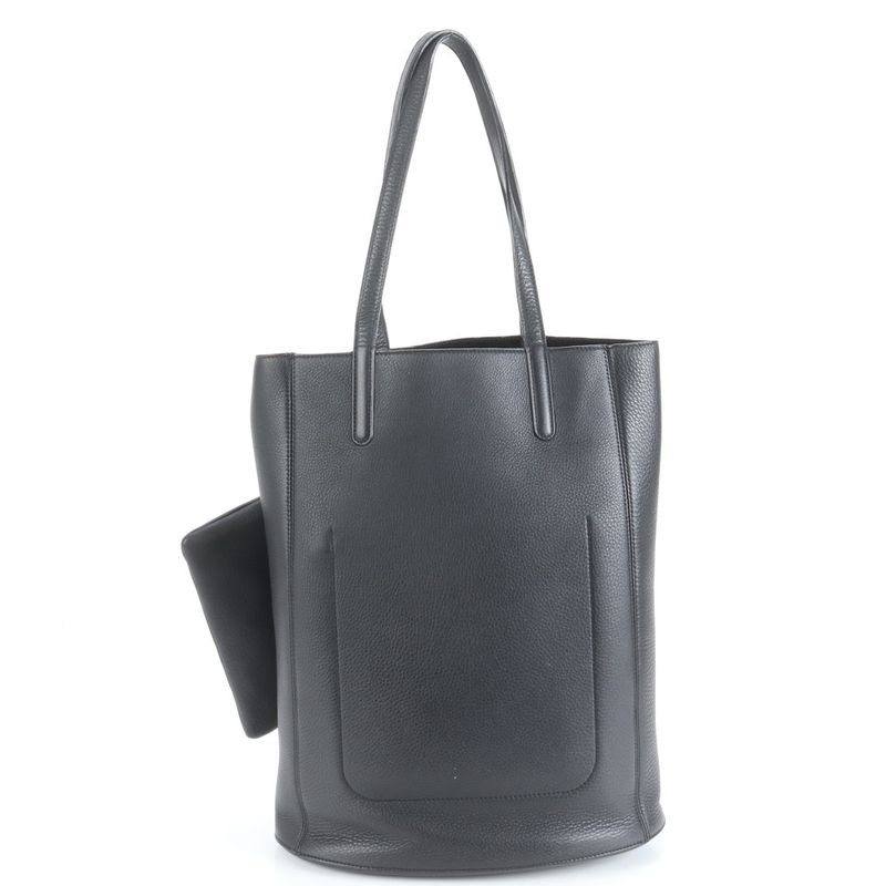 Tiffany & Co Leather Tote Bag With Pouch Shoulder Black A4 Women's Rue Db2-9