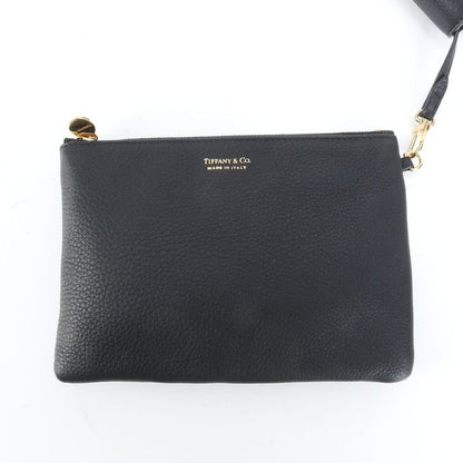 Tiffany & Co Leather Tote Bag With Pouch Shoulder Black A4 Women's Rue Db2-9
