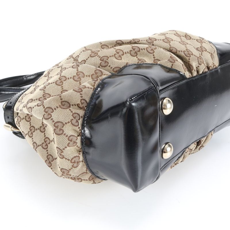 Gucci GG Canvas 203529 Leather Tote Bag Shoulder Hand Brown Women's Rrm Da26-4