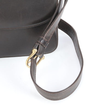 Celine Triomphe Hardware Leather Shoulder Bag Crossbody Brown Genuine Leather