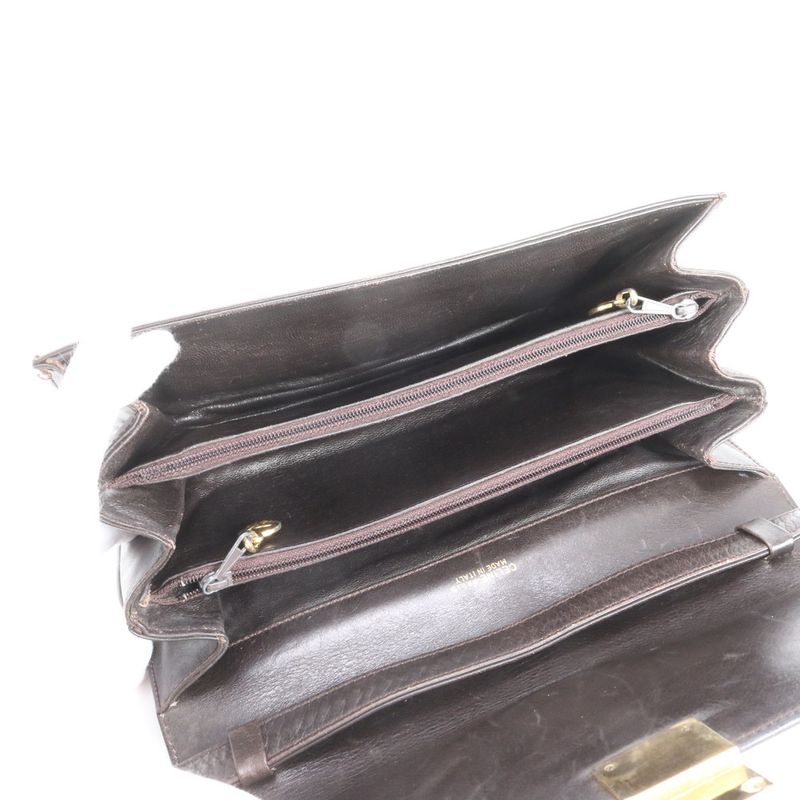 Celine Triomphe Hardware Leather Shoulder Bag Crossbody Brown Genuine Leather