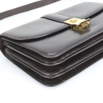 Celine Triomphe Hardware Leather Shoulder Bag Crossbody Brown Genuine Leather