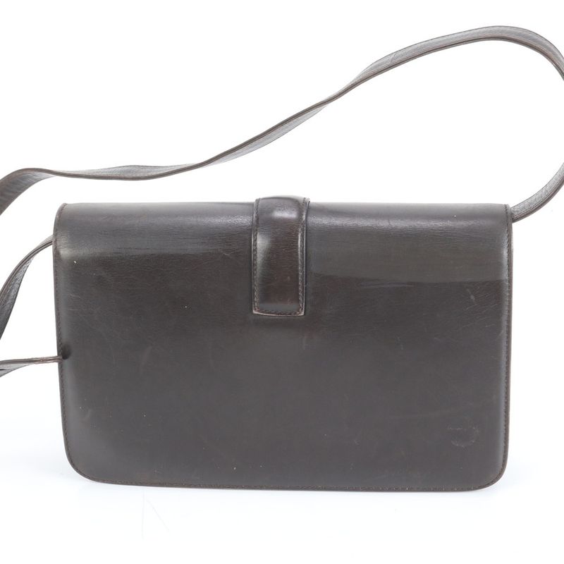 Celine Triomphe Hardware Leather Shoulder Bag Crossbody Brown Genuine Leather