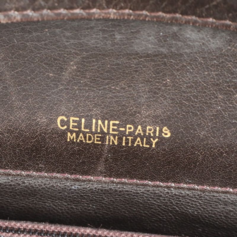 Celine Triomphe Hardware Leather Shoulder Bag Crossbody Brown Genuine Leather