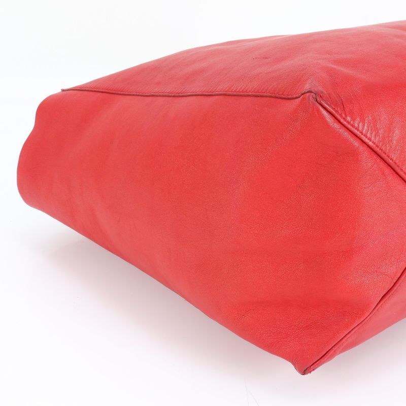 Celine Cabas Horizontal Red Leather Tote Bag Shoulder Genuine Leather A4