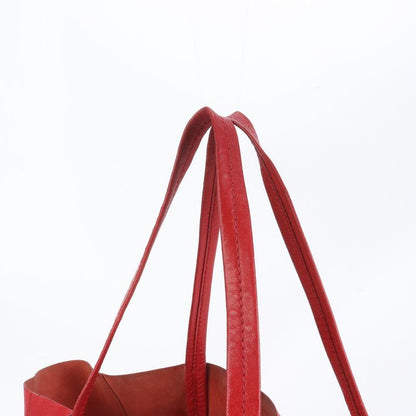 Celine Cabas Horizontal Red Leather Tote Bag Shoulder Genuine Leather A4