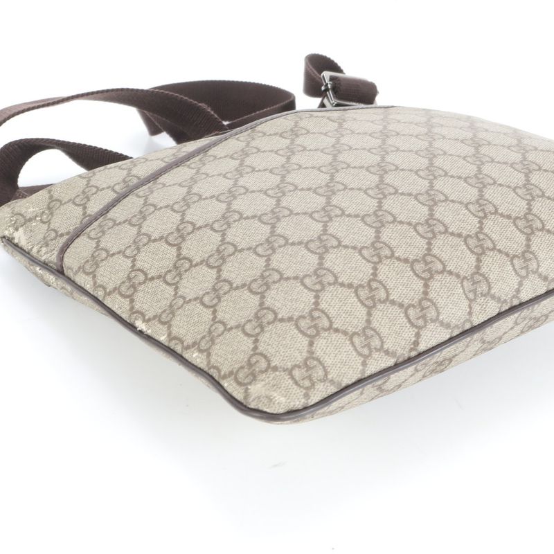 Gucci GG Supreme Leather Shoulder Bag Crossbody Messenger 141626 Brown Genuine