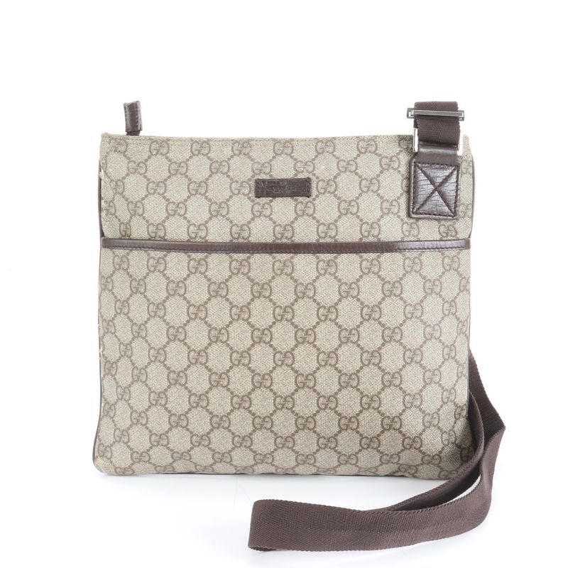 Gucci GG Supreme Leather Shoulder Bag Crossbody Messenger 141626 Brown Genuine