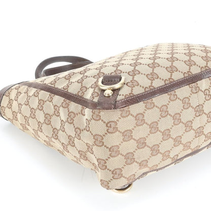 Gucci GG Canvas Abbey Leather Tote Bag Shoulder 130739 Brown Gold Hardware