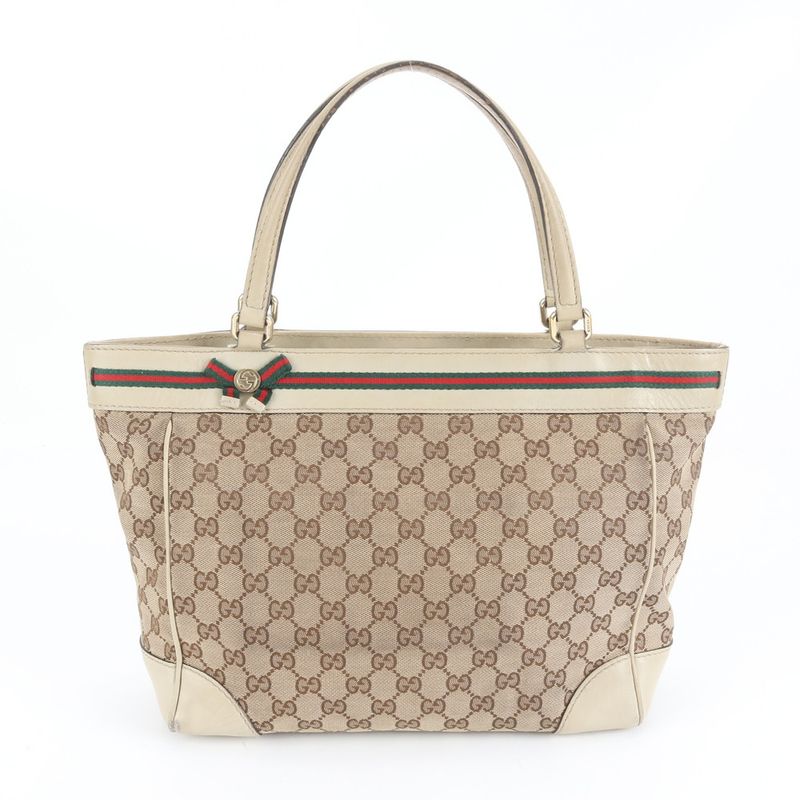 Gucci GG Canvas Mayfair Sherry Line 257061 Leather Shoulder Tote Bag Shoulder