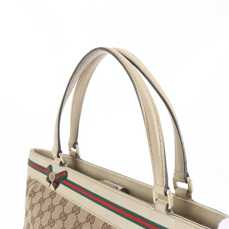 Gucci GG Canvas Mayfair Sherry Line 257061 Leather Shoulder Tote Bag Shoulder