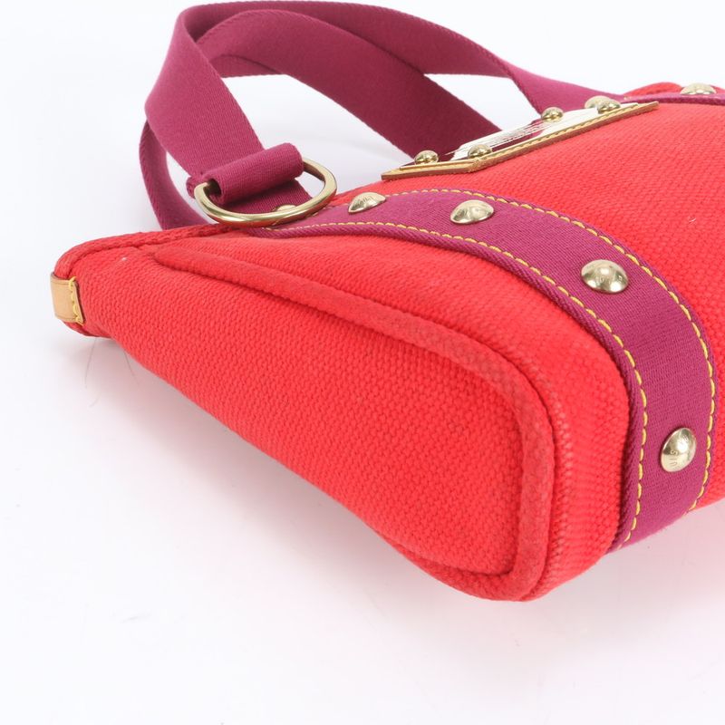 Louis Vuitton Antigua Cabas PM Rouge M40037 Leather Canvas Handbag Tote Women's