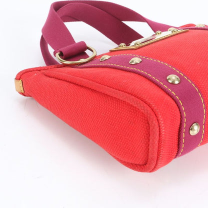 Louis Vuitton Antigua Cabas PM Rouge M40037 Leather Canvas Handbag Tote Women's