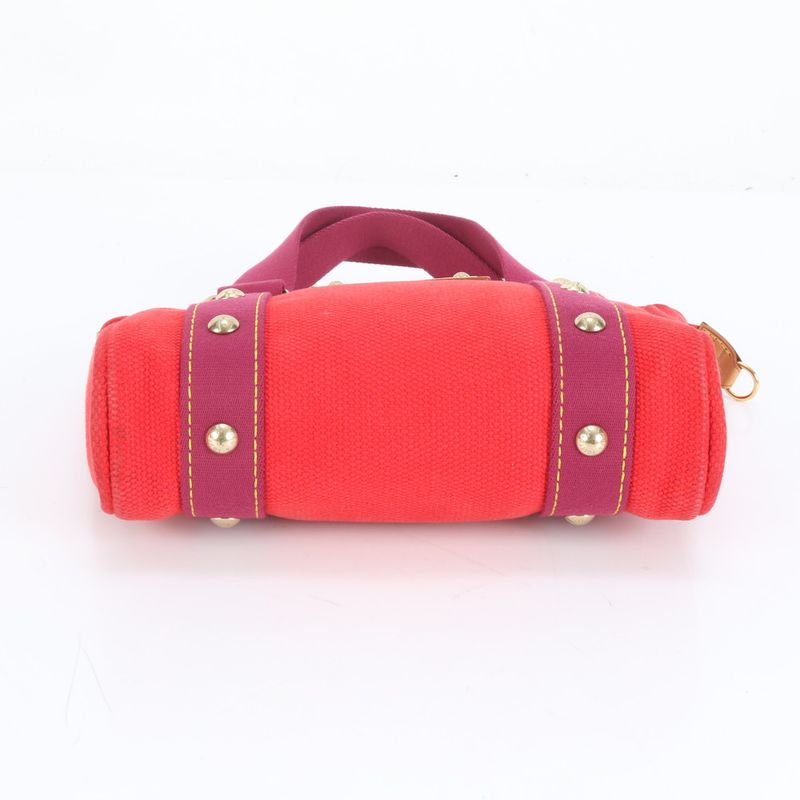 Louis Vuitton Antigua Cabas PM Rouge M40037 Leather Canvas Handbag Tote Women's