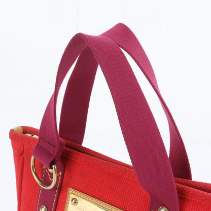 Louis Vuitton Antigua Cabas PM Rouge M40037 Leather Canvas Handbag Tote Women's