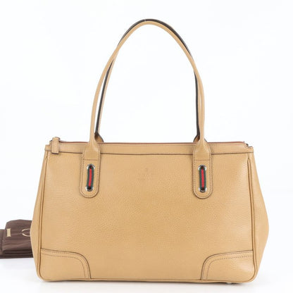 Unused Gucci Sherry Line Leather Tote Bag Shoulder 293599 Hand Beige Ladies Rre