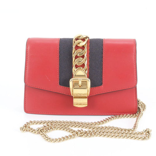 Gucci Sherry Line Sylvie Leather Chain Shoulder Bag Crossbody Women's Rre