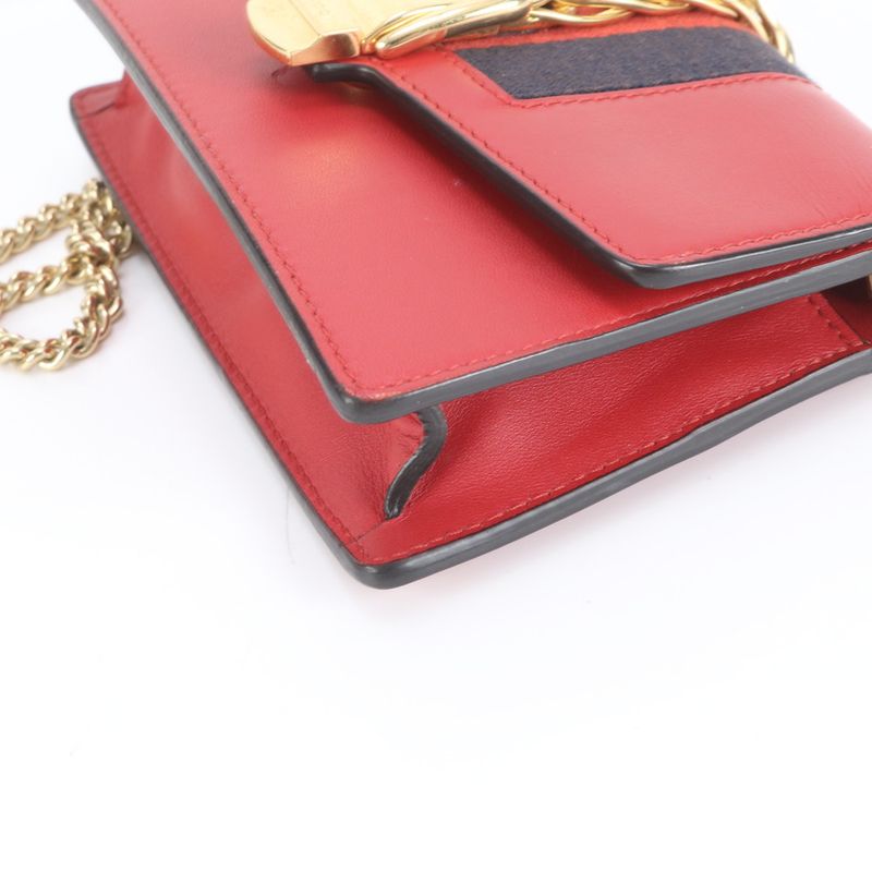Gucci Sherry Line Sylvie Leather Chain Shoulder Bag Crossbody Women's Rre