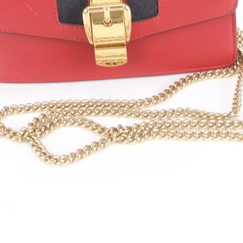 Gucci Sherry Line Sylvie Leather Chain Shoulder Bag Crossbody Women's Rre