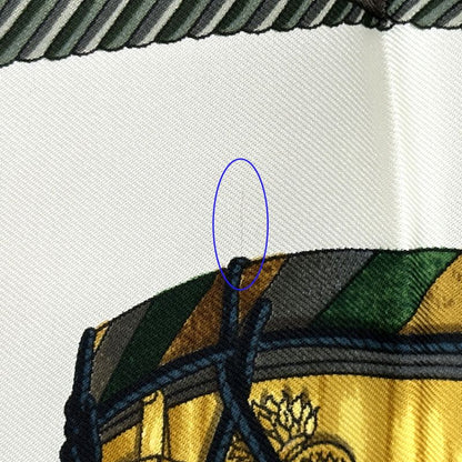 Hermes Scarf Carre 90 les Tambours Tambour Drum  Silk Green