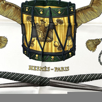 Hermes Scarf Carre 90 les Tambours Tambour Drum  Silk Green