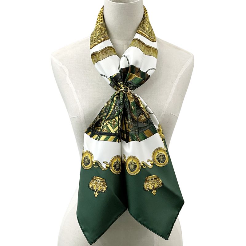 Hermes Scarf Carre 90 les Tambours Tambour Drum  Silk Green