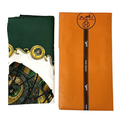 Hermes Scarf Carre 90 les Tambours Tambour Drum  Silk Green